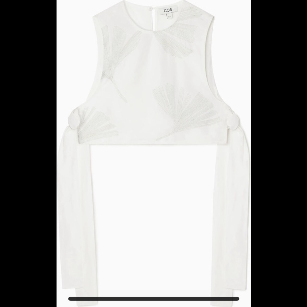 COS Embroidered Tie-Detail Cropped Top